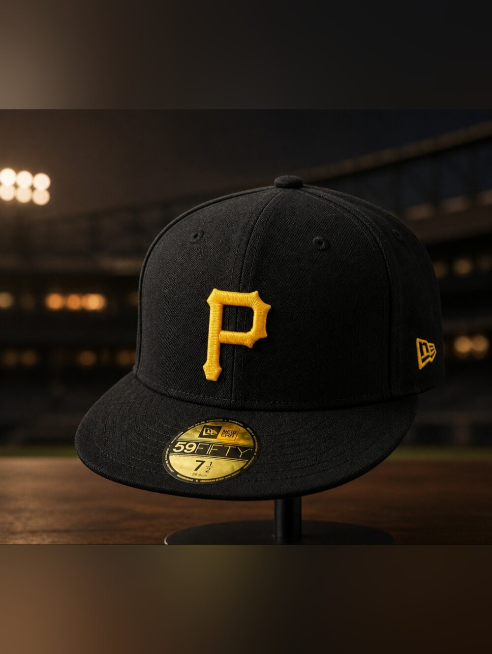 Pittsburgh Pirates New Era  59Fifty MLB   Black Cap Size 7 1/2 Embroidered Logo